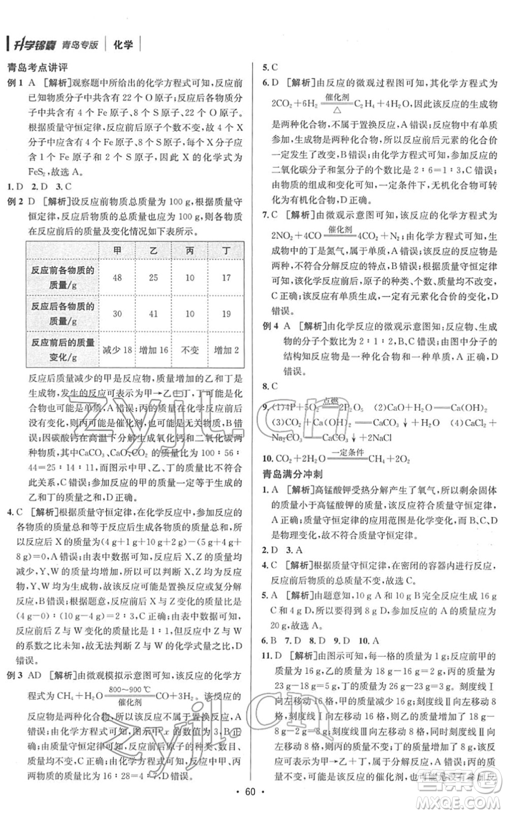 新疆青少年出版社2022升學(xué)錦囊九年級化學(xué)青島專版答案