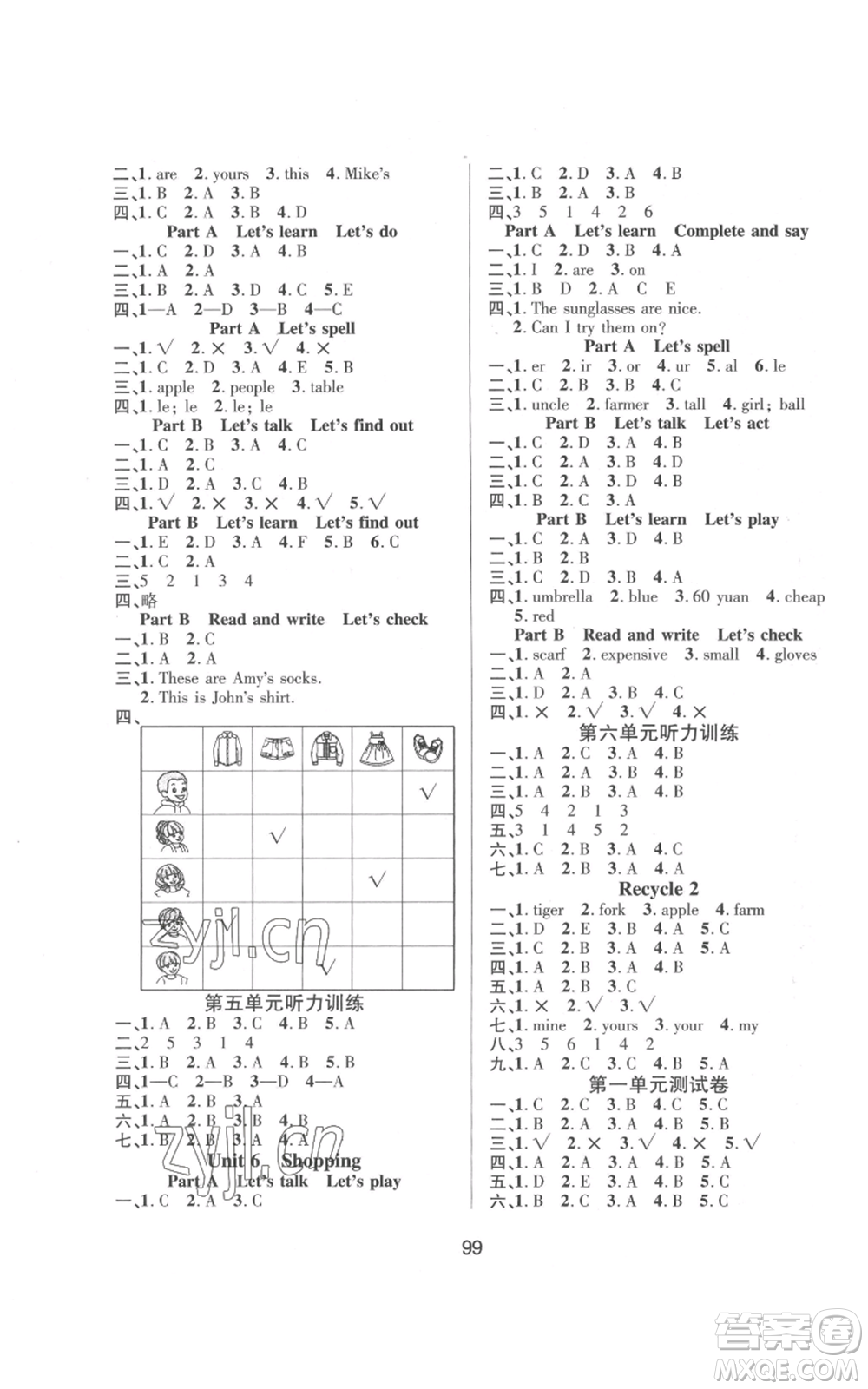 南方出版社2022創(chuàng)新學(xué)習(xí)三級(jí)訓(xùn)練四年級(jí)下冊(cè)英語通用版參考答案