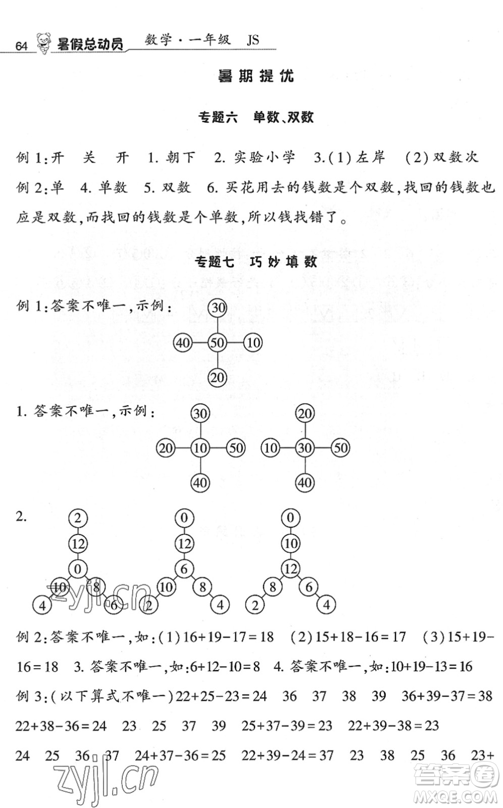 寧夏人民教育出版社2022經(jīng)綸學(xué)典暑假總動員一年級數(shù)學(xué)江蘇國標(biāo)版答案