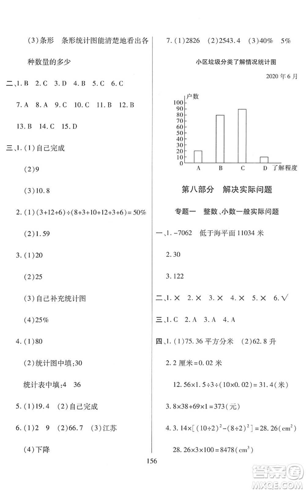 開(kāi)明出版社2022小升初招生分班真題分類(lèi)卷六年級(jí)數(shù)學(xué)通用版答案