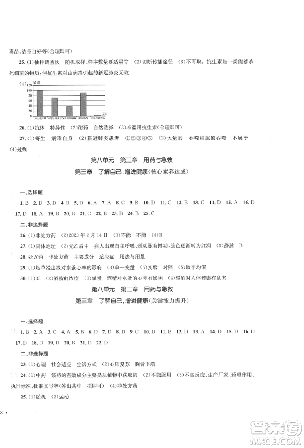 湖南教育出版社2022湘教考苑單元測試卷八年級下冊生物人教版參考答案