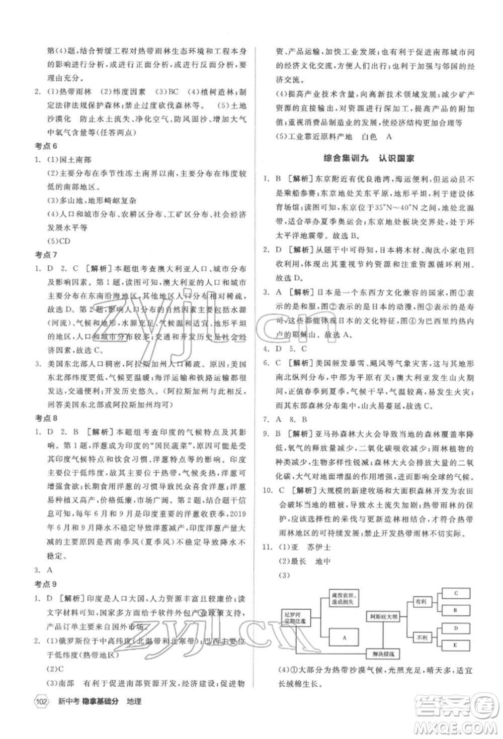 延邊教育出版社2022新中考穩(wěn)拿基礎(chǔ)分地理通用版參考答案