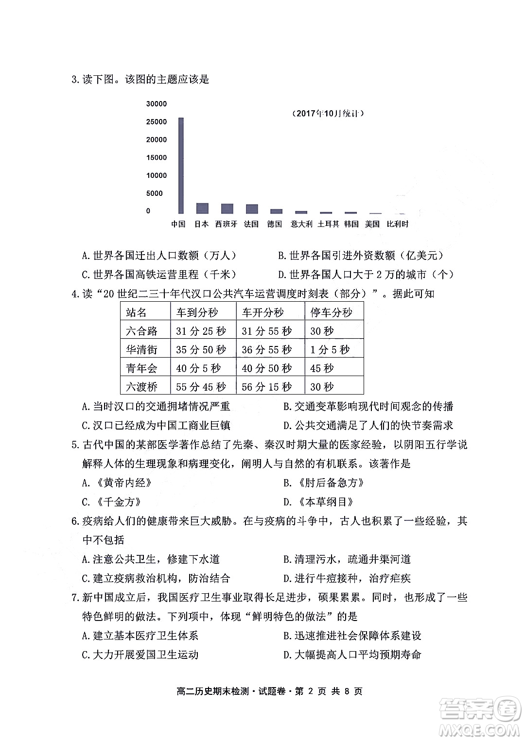 嘉興市2021-2022學年第二學期期末檢測高二歷史試題卷及答案