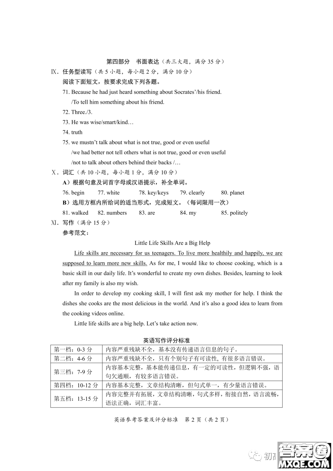 2022年海南省初中學(xué)業(yè)水平考試英語試卷及答案