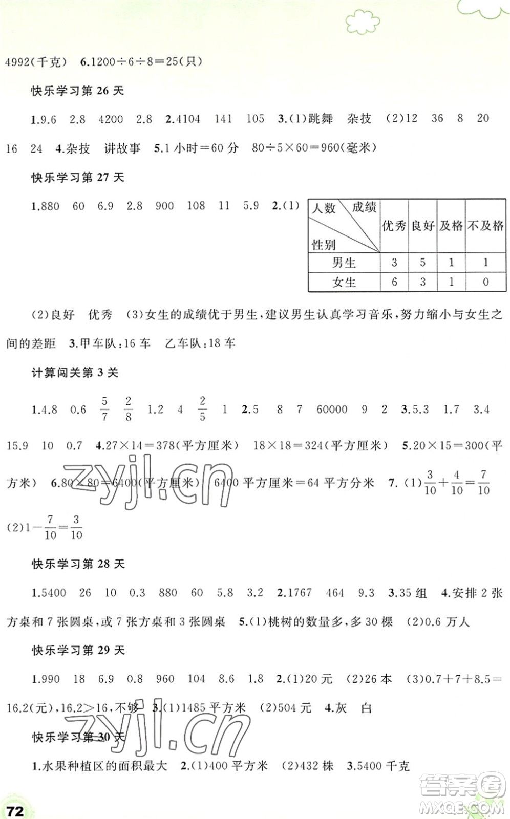 廣西師范大學出版社2022快樂暑假三年級數(shù)學通用版答案