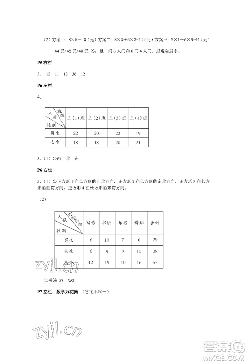 安徽少年兒童出版社2022暑假作業(yè)三年級數(shù)學(xué)人教版參考答案