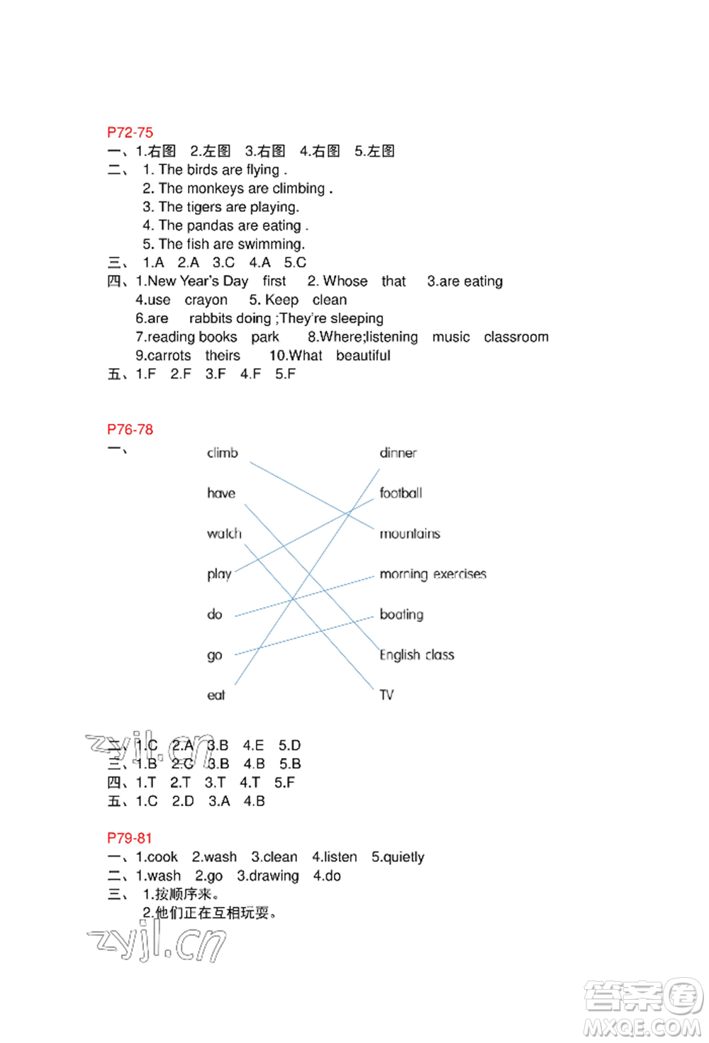 安徽少年兒童出版社2022暑假作業(yè)五年級英語人教版參考答案