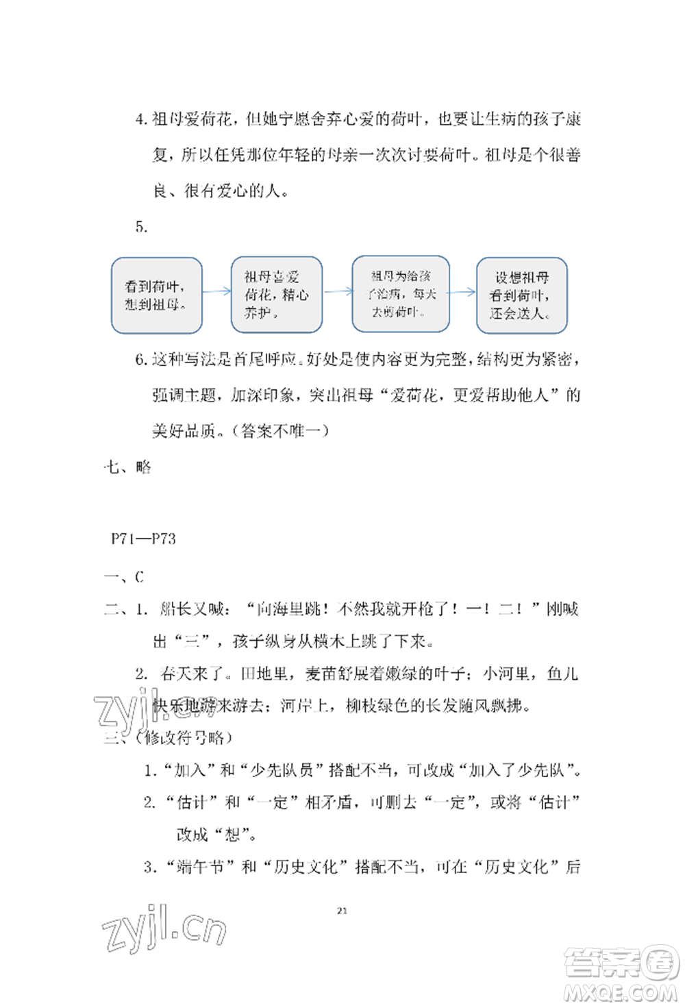 安徽少年兒童出版社2022暑假作業(yè)五年級語文人教版參考答案