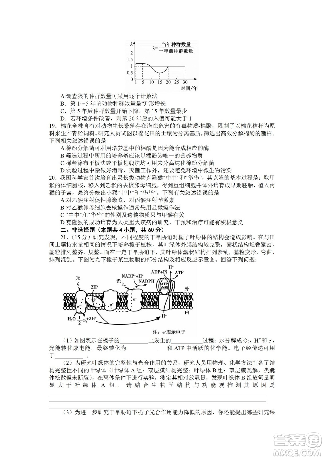 2023屆湖北省九師聯(lián)盟高三新高考摸底聯(lián)考生物試題及答案