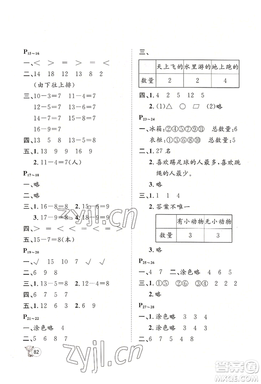 河北少年兒童出版社2022桂壯紅皮書(shū)暑假天地一年級(jí)數(shù)學(xué)通用版參考答案