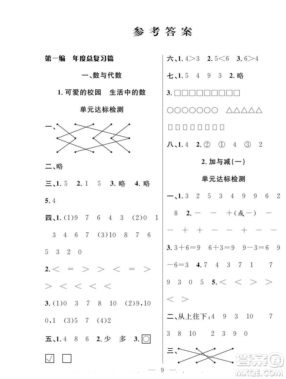 吉林教育出版社2022優(yōu)等生快樂暑假最佳復(fù)習(xí)計(jì)劃一年級(jí)數(shù)學(xué)北師版答案