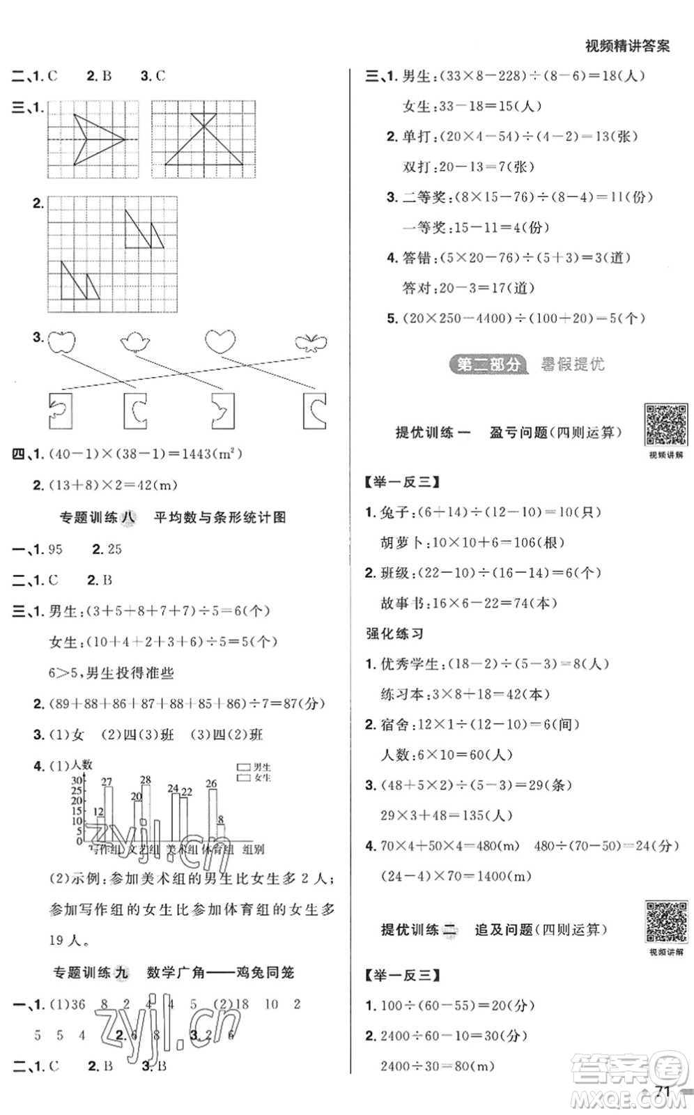 江西教育出版社2022陽光同學(xué)暑假銜接四升五年級數(shù)學(xué)RJ人教版答案