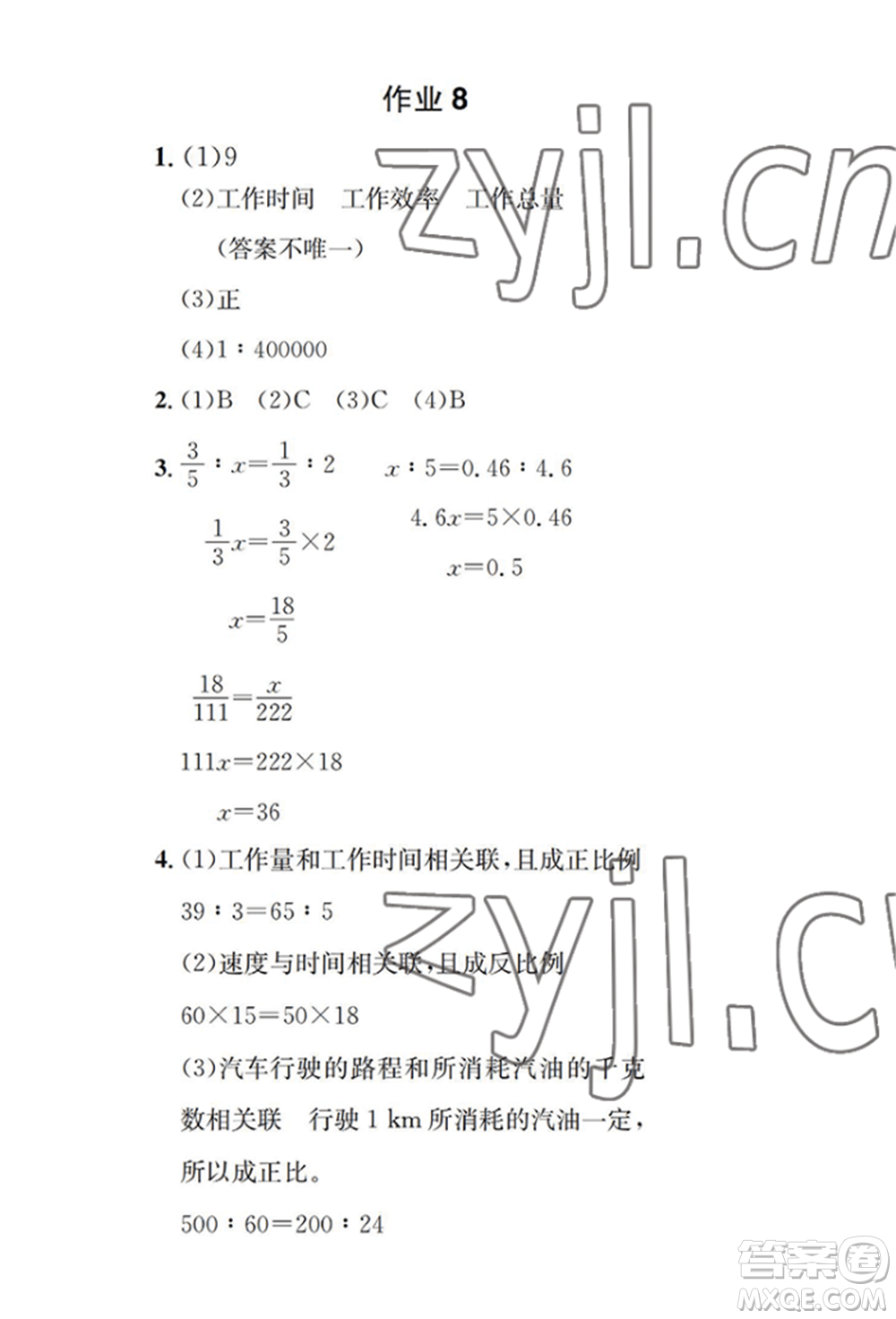 崇文書局2022長江暑假作業(yè)六年級數(shù)學(xué)人教版參考答案