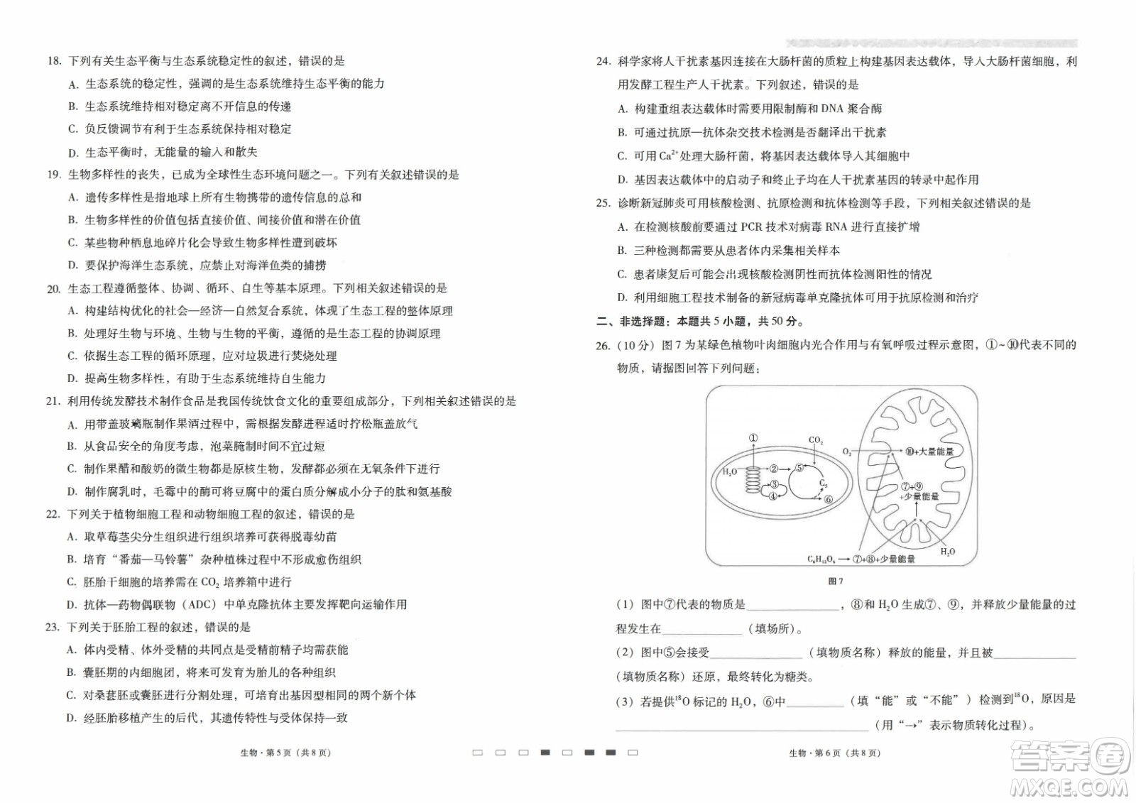 2023屆云南師大附中高考適應(yīng)性月考卷一生物試題及答案