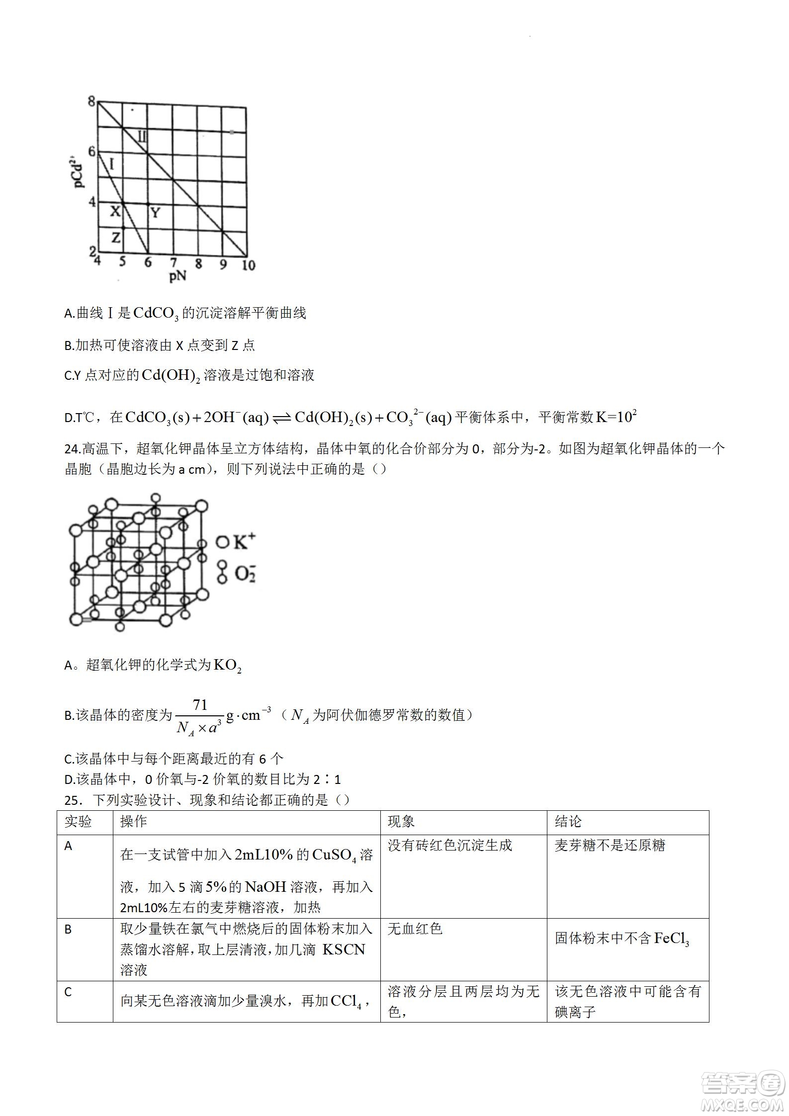 舟山市2021-2022學(xué)年高二下學(xué)期期末考試化學(xué)試題及答案