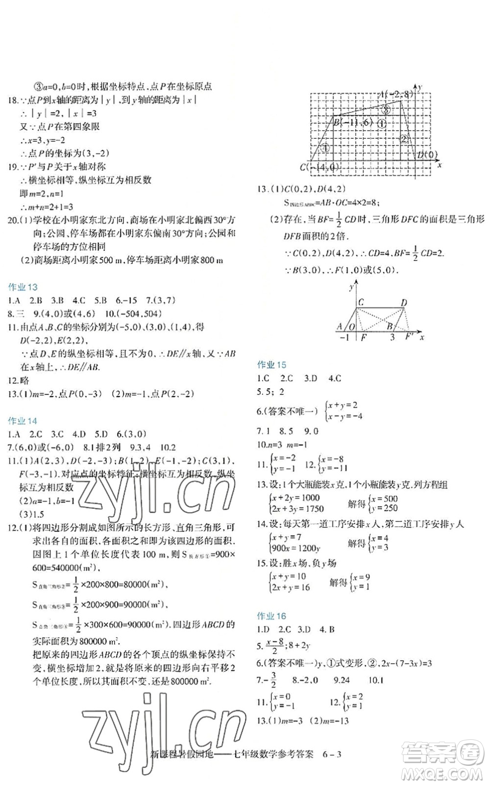 新疆科學技術出版社2022新課程暑假園地七年級數(shù)學通用版答案