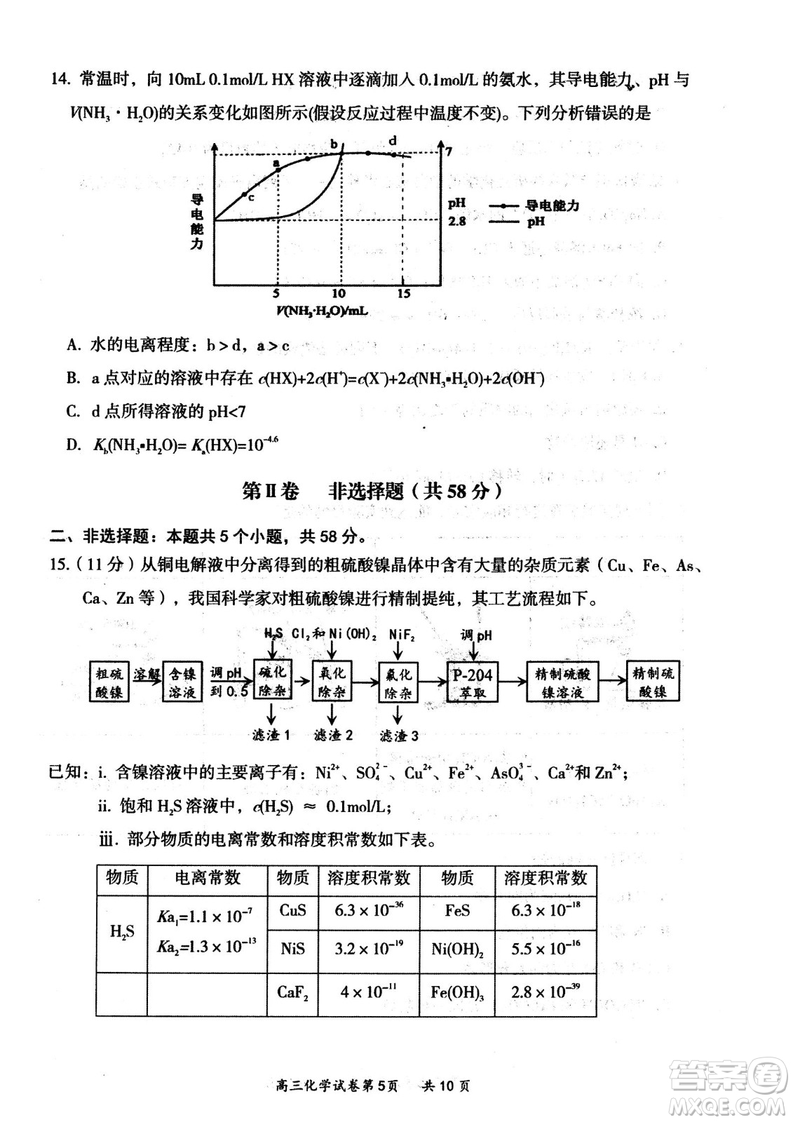 大同市2023屆高三年級學(xué)情調(diào)研測試化學(xué)試題及答案