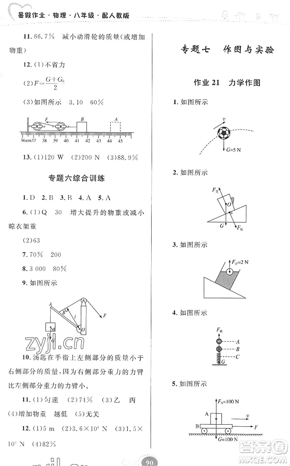 貴州人民出版社2022暑假作業(yè)八年級物理人教版答案