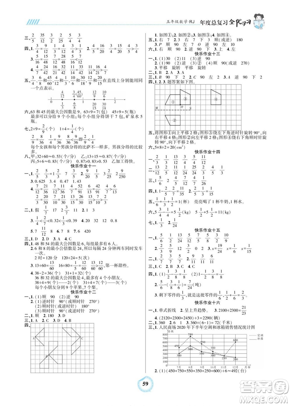 吉林教育出版社2022全優(yōu)學(xué)習(xí)年度總復(fù)習(xí)暑假作業(yè)數(shù)學(xué)五年級(jí)人教版答案