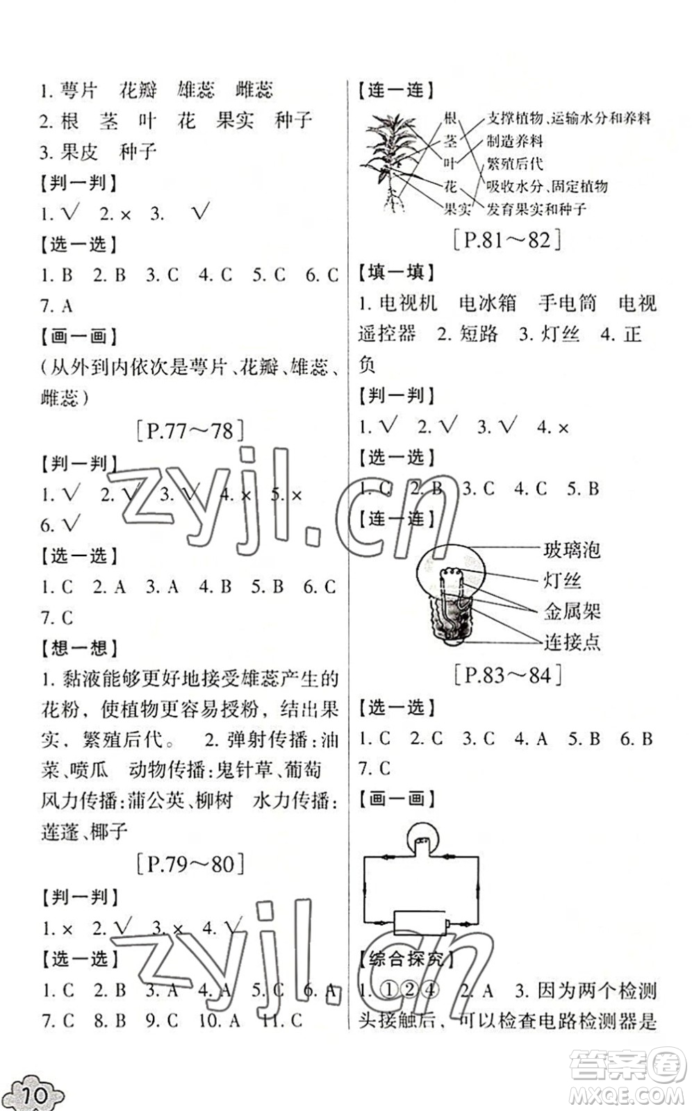 浙江少年兒童出版社2022暑假學(xué)與練四年級(jí)數(shù)學(xué)B北師版科學(xué)J教科版答案