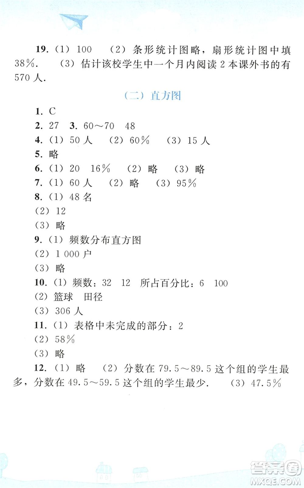 人民教育出版社2022暑假作業(yè)七年級(jí)數(shù)學(xué)人教版答案