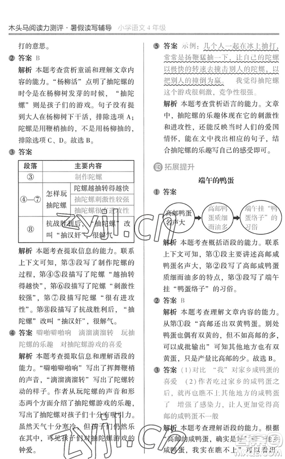 湖南師范大學(xué)出版社2022木頭馬閱讀力測評暑假讀寫輔導(dǎo)四年級(jí)語文通用版答案