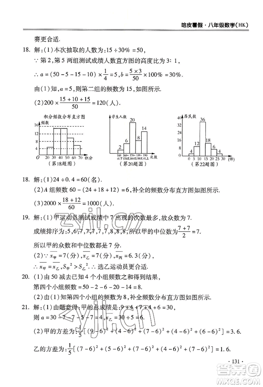 合肥工業(yè)大學(xué)出版社2022哈皮暑假八年級數(shù)學(xué)滬科版參考答案