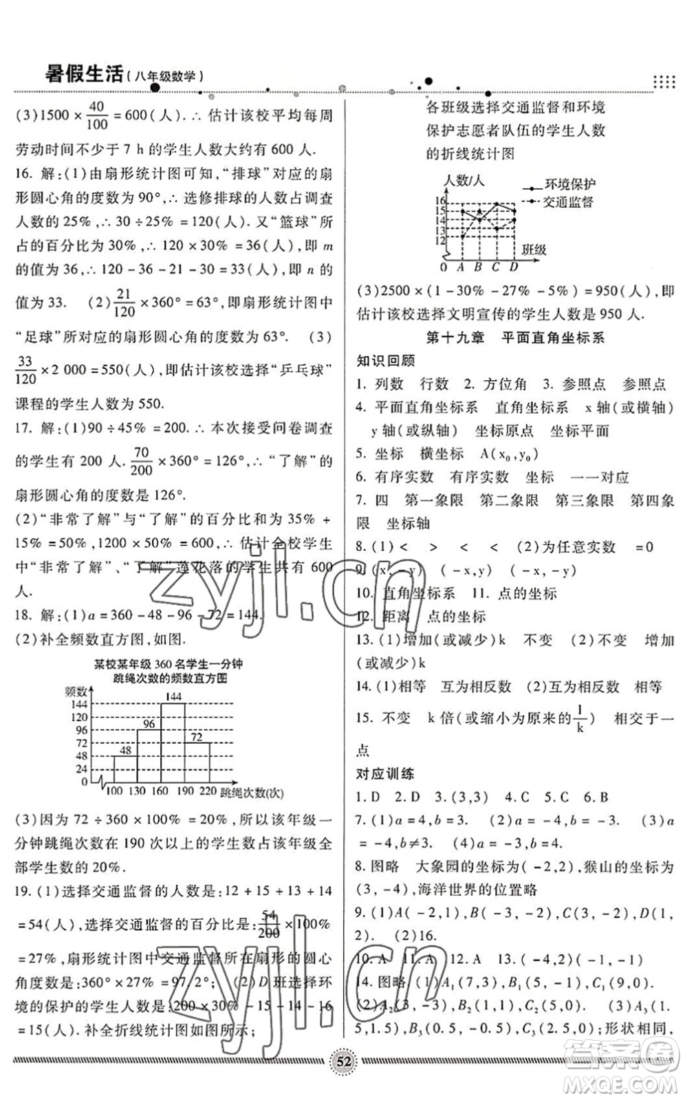 新疆文化出版社2022暑假生活期末+暑假+預(yù)習(xí)八年級數(shù)學(xué)JJ冀教版答案