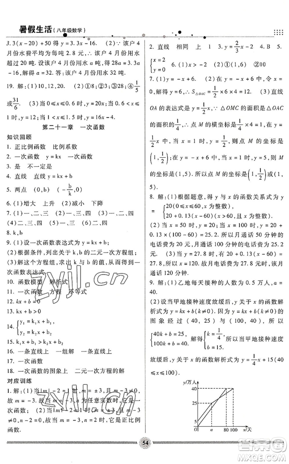 新疆文化出版社2022暑假生活期末+暑假+預(yù)習(xí)八年級數(shù)學(xué)JJ冀教版答案