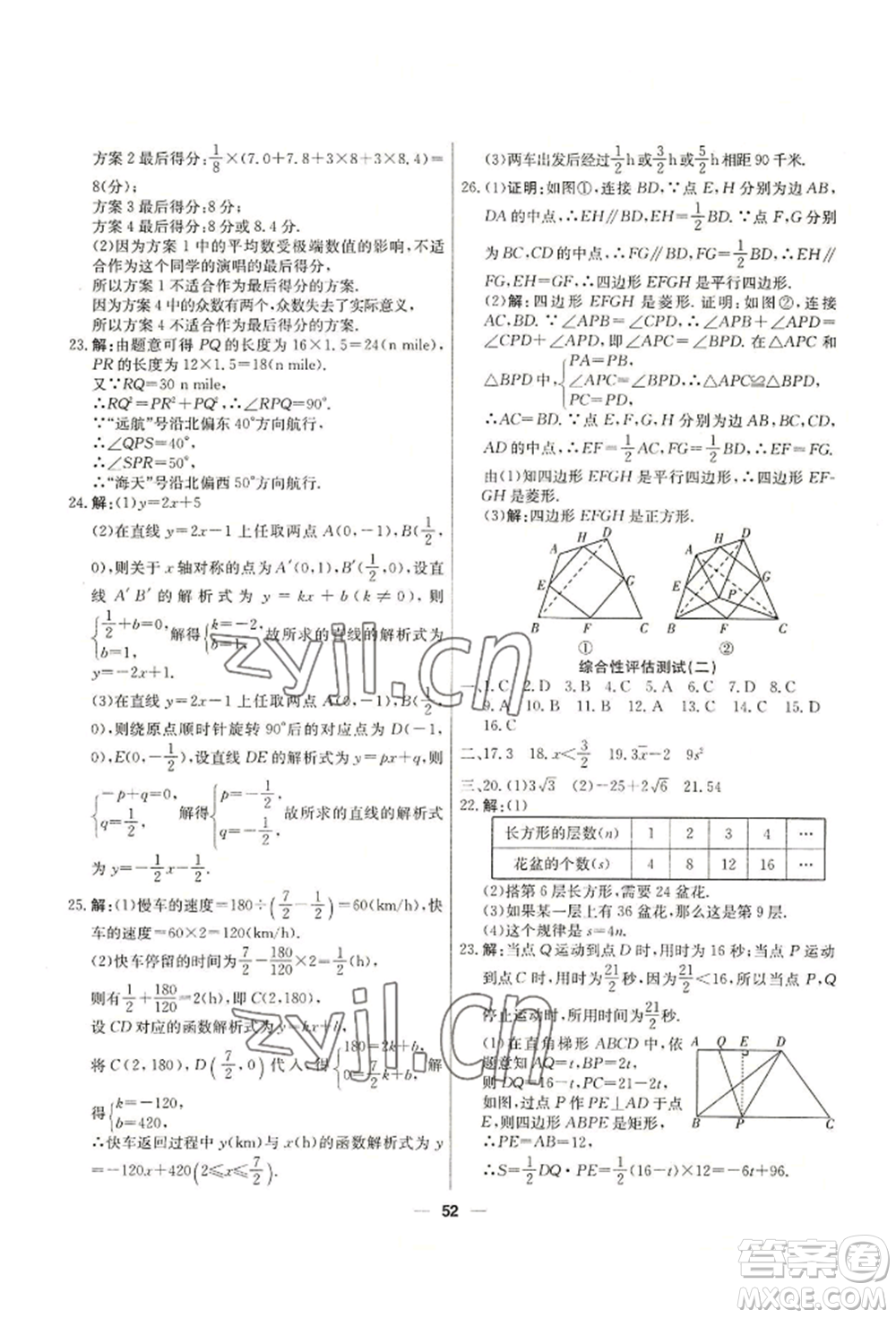 新疆文化出版社2022自主學習贏在假期八年級數(shù)學人教版參考答案