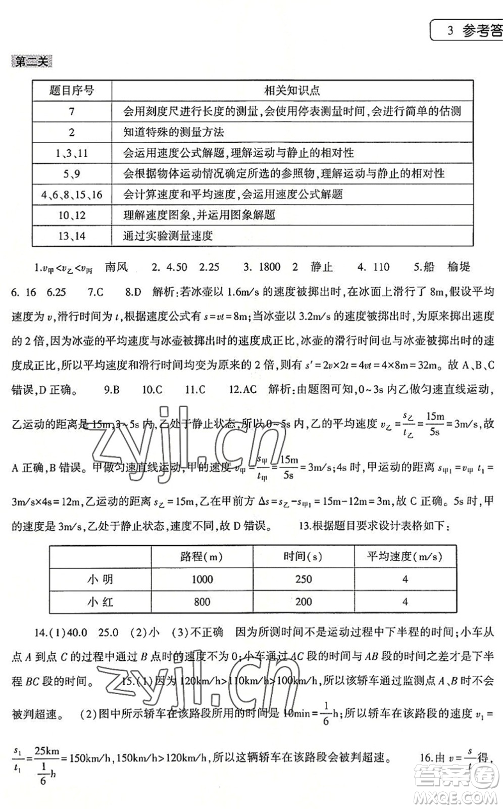 大象出版社2022物理暑假作業(yè)本八年級(jí)滬科版答案