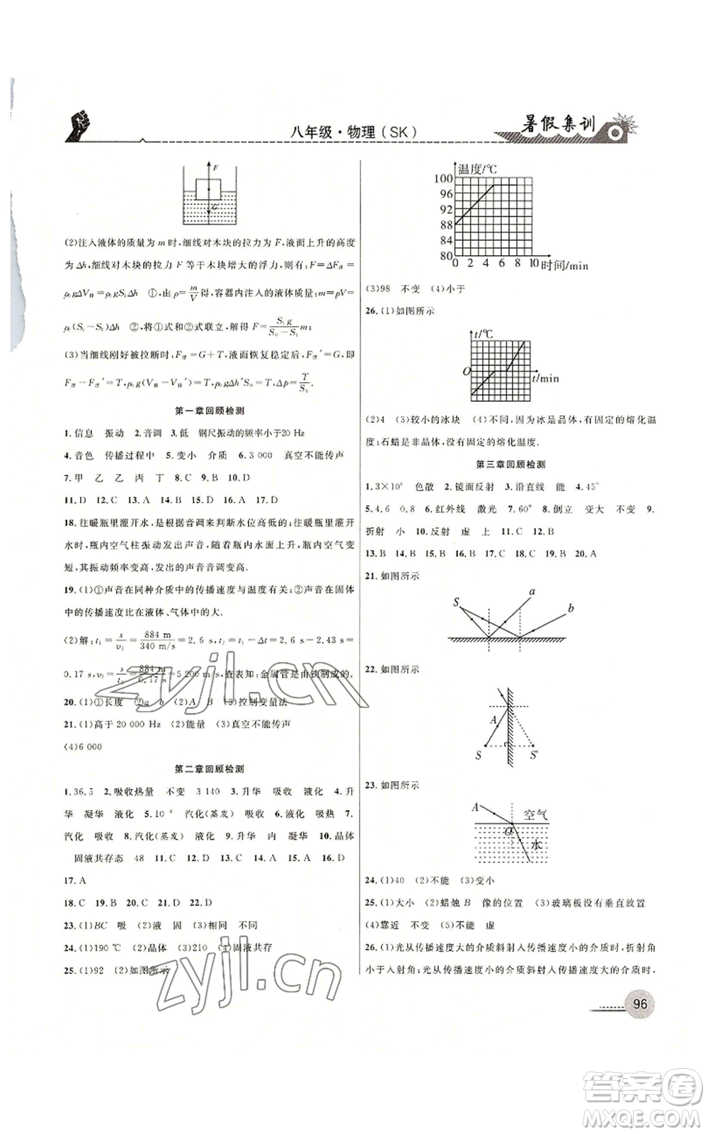 合肥工業(yè)大學出版社2022暑假集訓八升九物理蘇科版參考答案