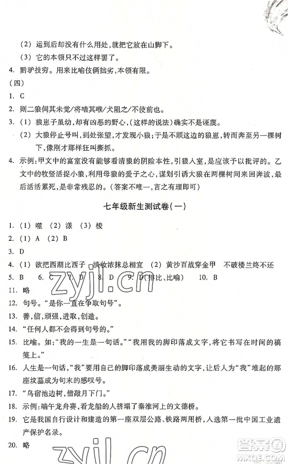 浙江教育出版社2022輕松上初中小學(xué)畢業(yè)班語(yǔ)文暑假作業(yè)升級(jí)版答案