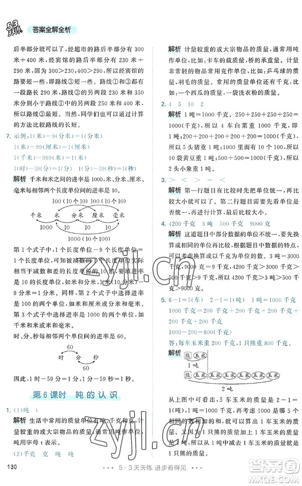 教育科學(xué)出版社2022秋季53天天練三年級數(shù)學(xué)上冊RJ人教版答案