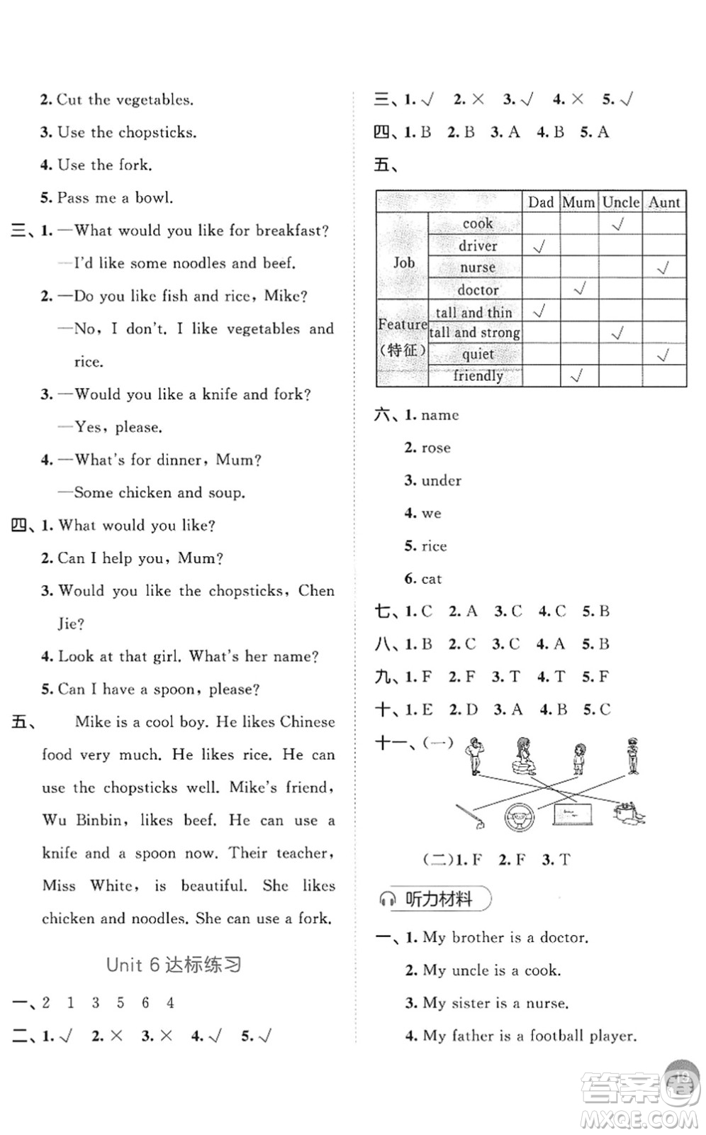 教育科學(xué)出版社2022秋季53天天練四年級(jí)英語(yǔ)上冊(cè)RP人教PEP版答案