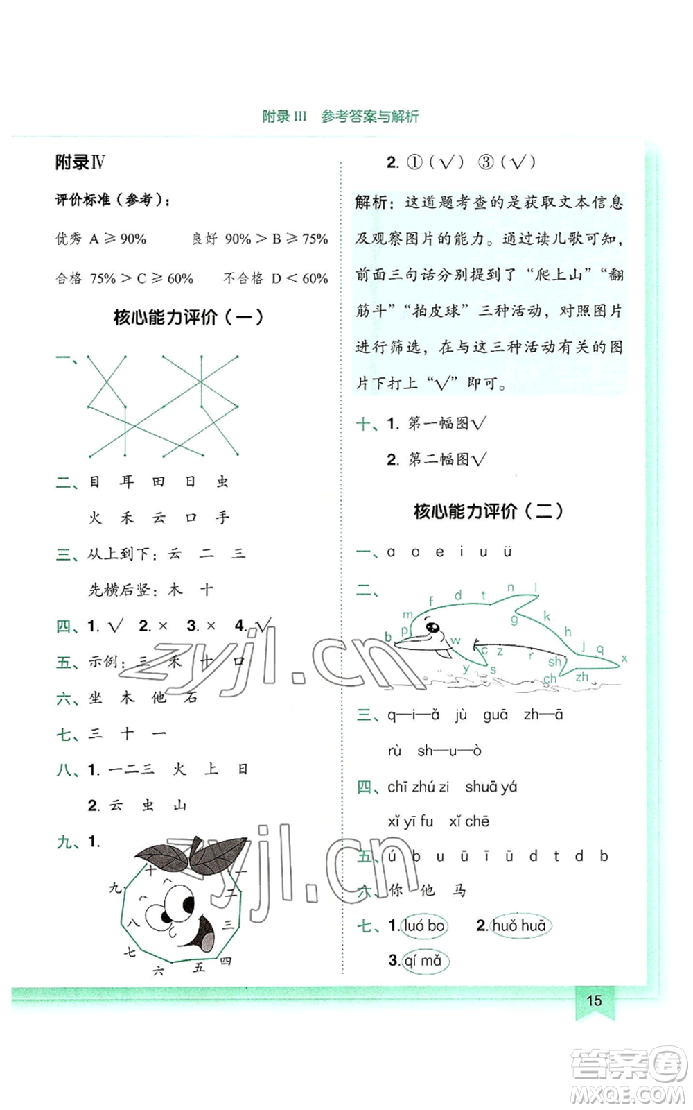 龍門書局2022黃岡小狀元作業(yè)本一年級上冊語文人教版參考答案