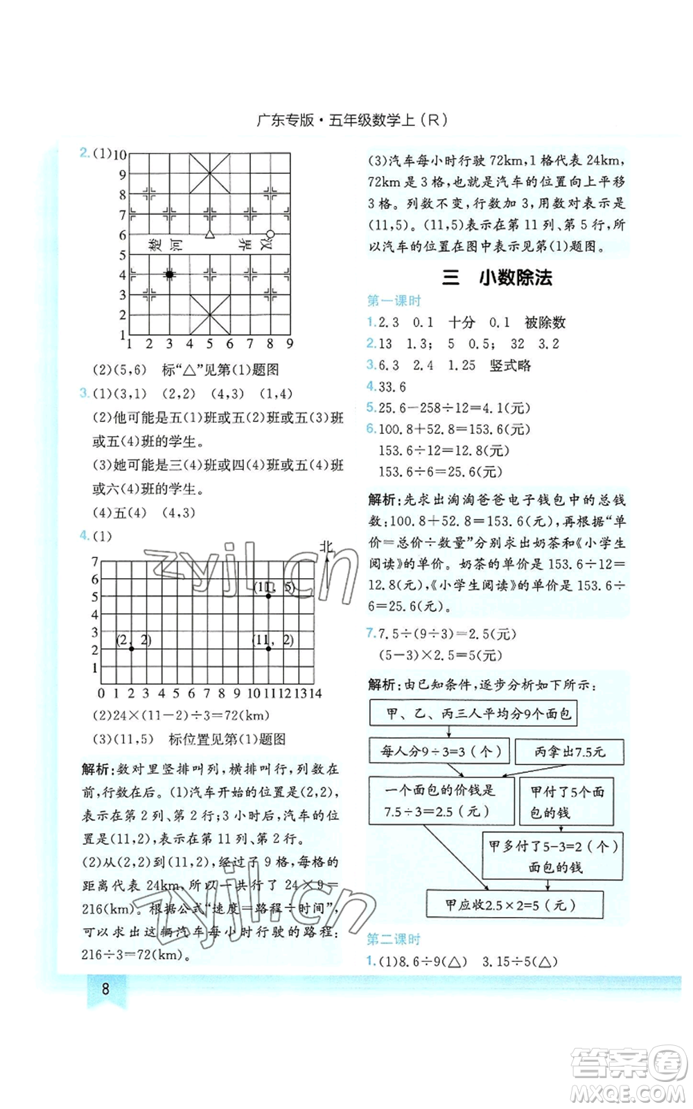 龍門書局2022黃岡小狀元作業(yè)本五年級(jí)上冊(cè)數(shù)學(xué)人教版廣東專版參考答案