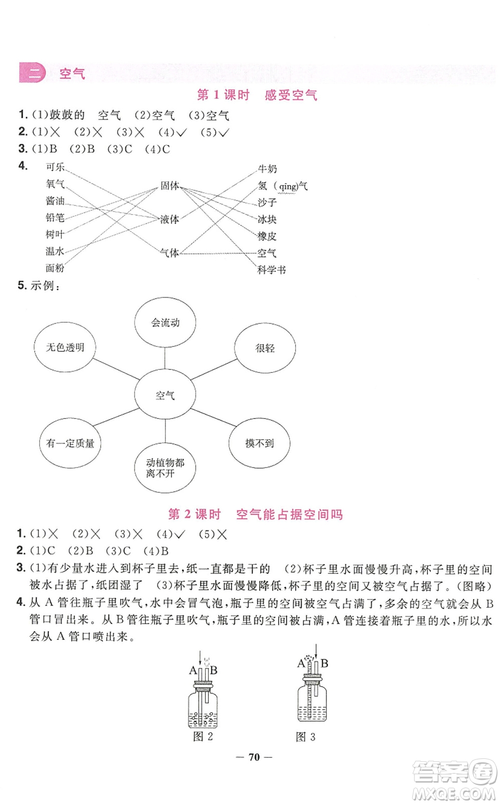 江西教育出版社2022陽光同學(xué)課時優(yōu)化作業(yè)三年級科學(xué)上冊JK教科版答案