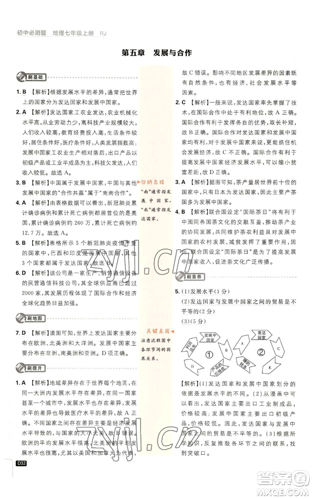 開明出版社2023初中必刷題七年級上冊地理人教版參考答案