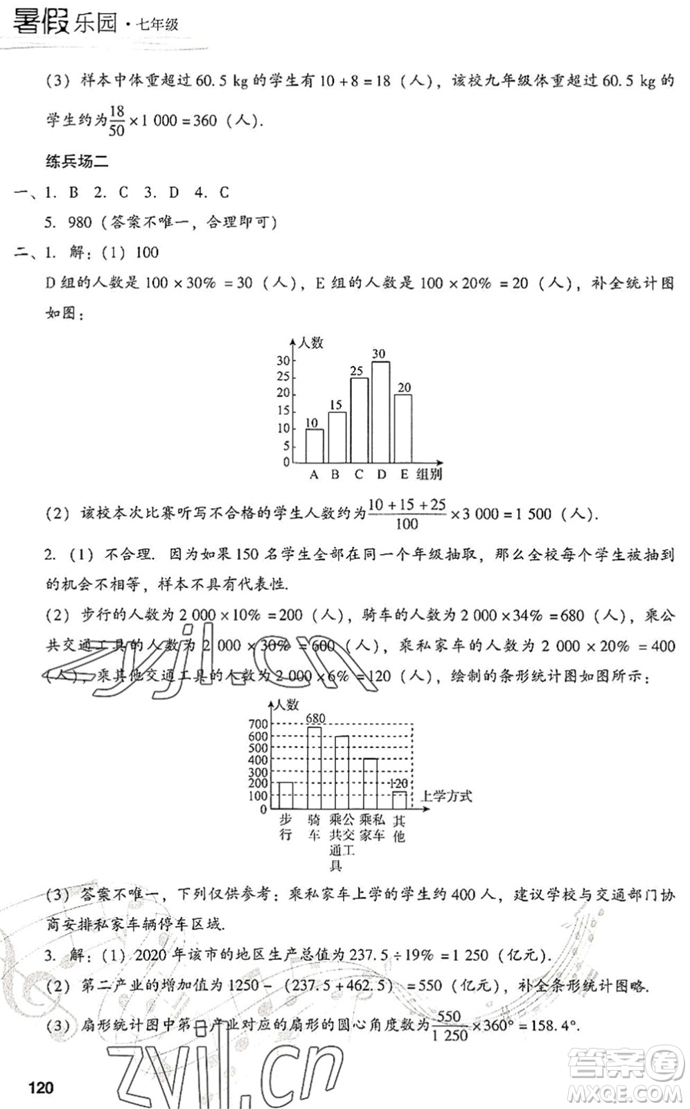 現(xiàn)代教育出版社2022暑假樂園七年級(jí)數(shù)學(xué)人教版答案