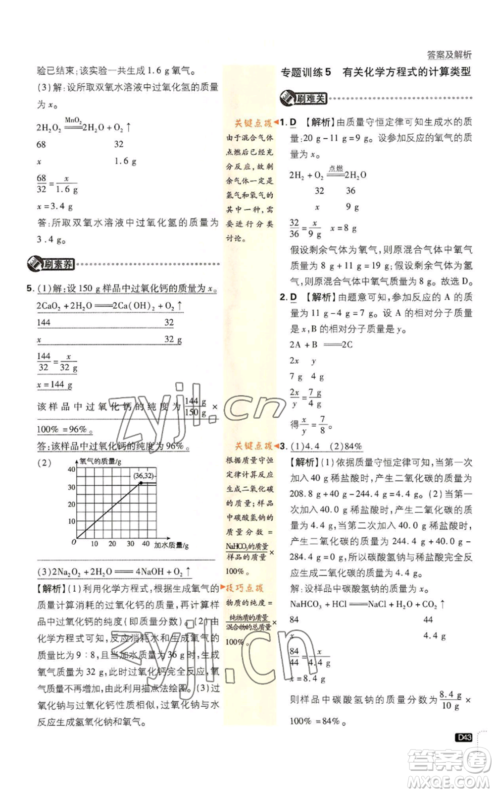 開明出版社2023初中必刷題九年級(jí)上冊(cè)化學(xué)人教版參考答案