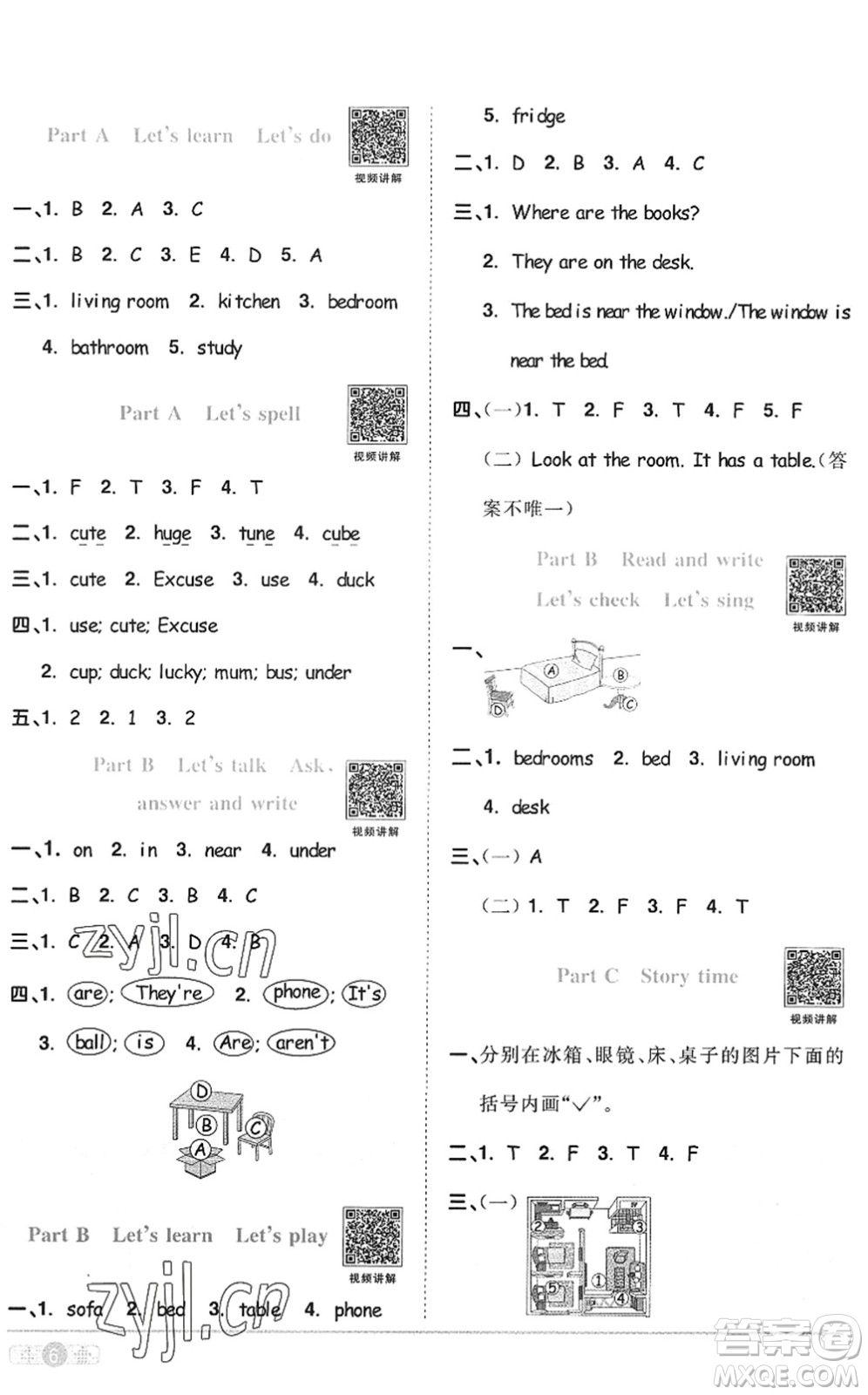 江西教育出版社2022陽光同學(xué)課時優(yōu)化作業(yè)四年級英語上冊PEP版答案