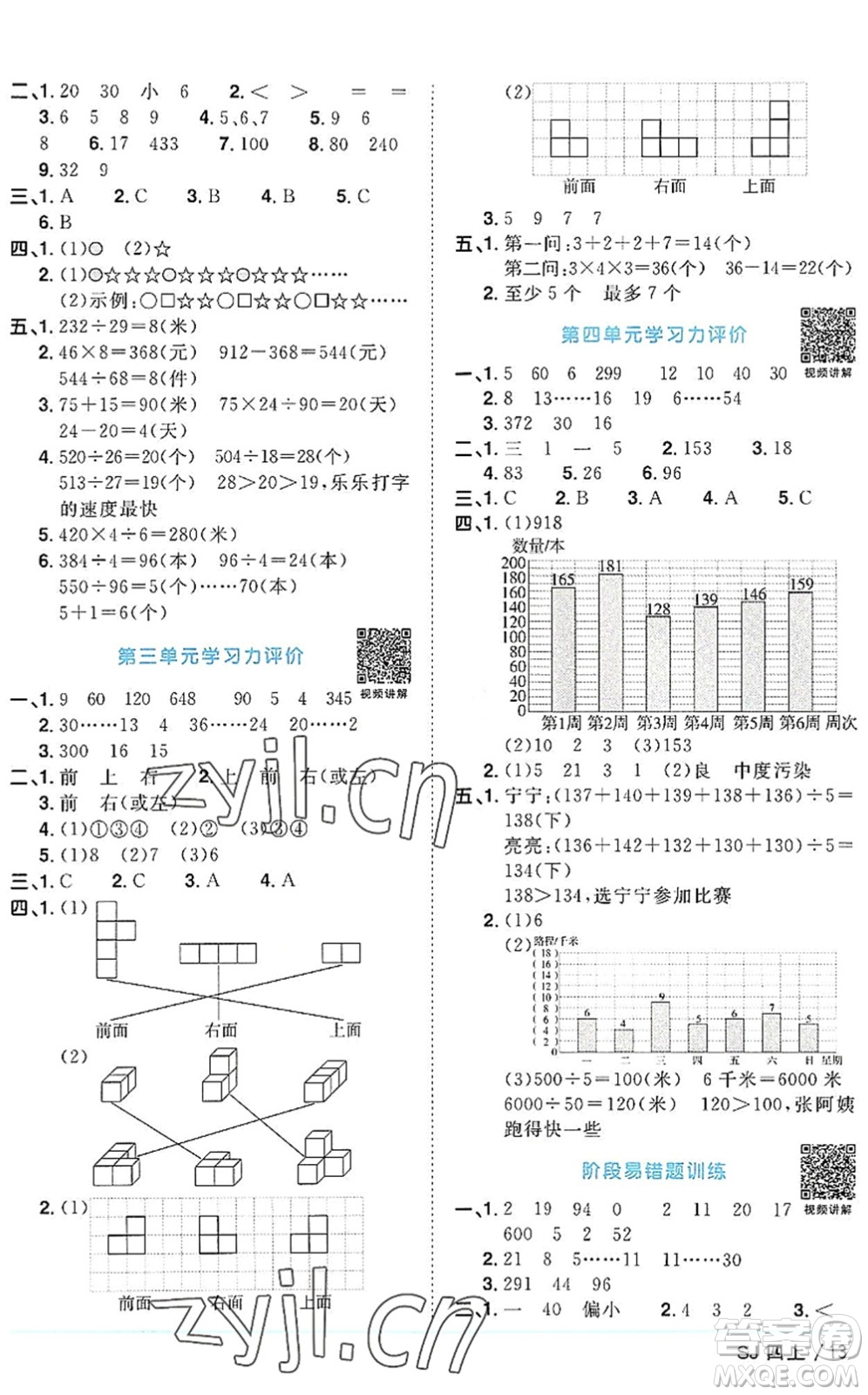 江西教育出版社2022陽(yáng)光同學(xué)課時(shí)優(yōu)化作業(yè)四年級(jí)數(shù)學(xué)上冊(cè)SJ蘇教版答案