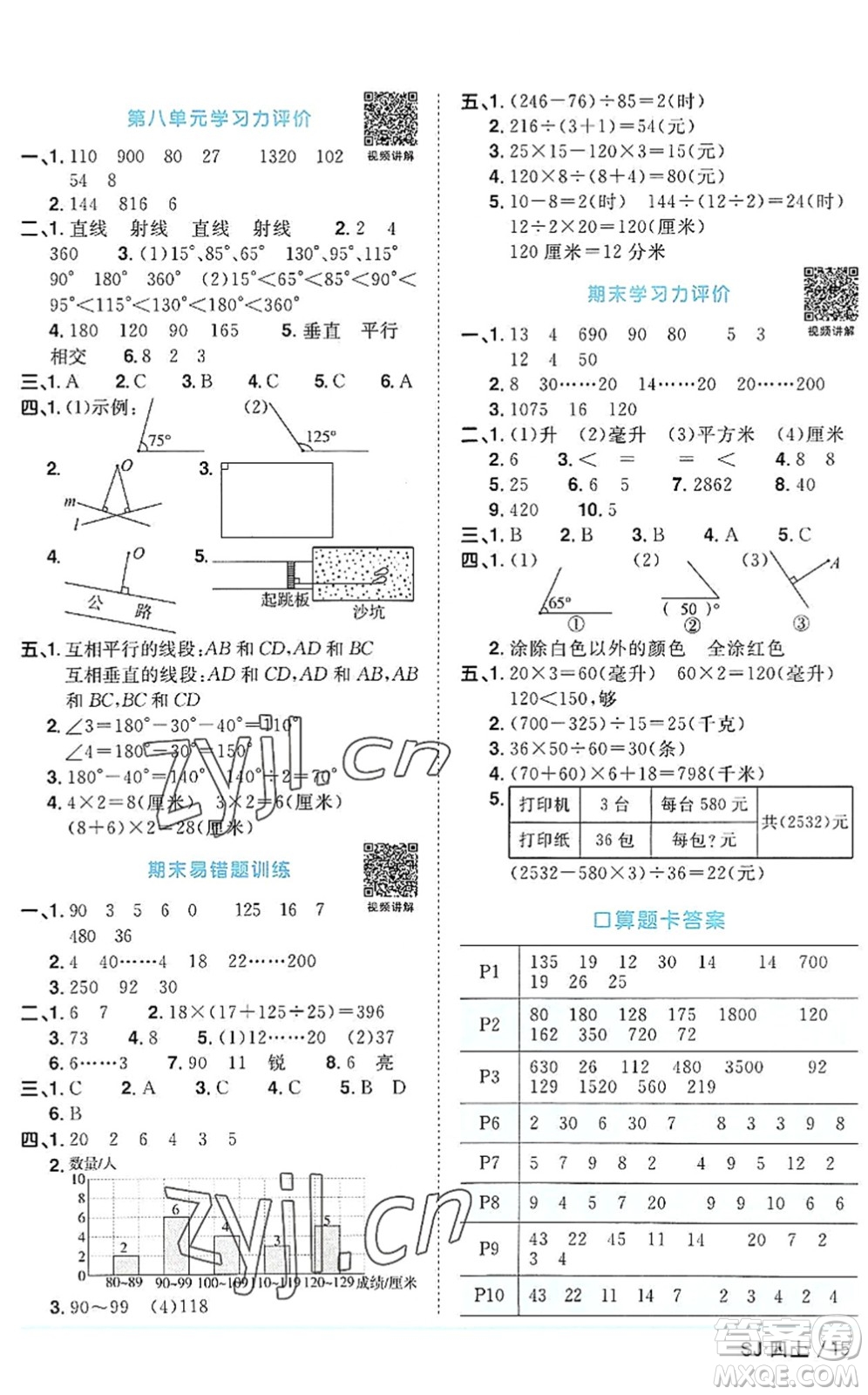 江西教育出版社2022陽(yáng)光同學(xué)課時(shí)優(yōu)化作業(yè)四年級(jí)數(shù)學(xué)上冊(cè)SJ蘇教版答案