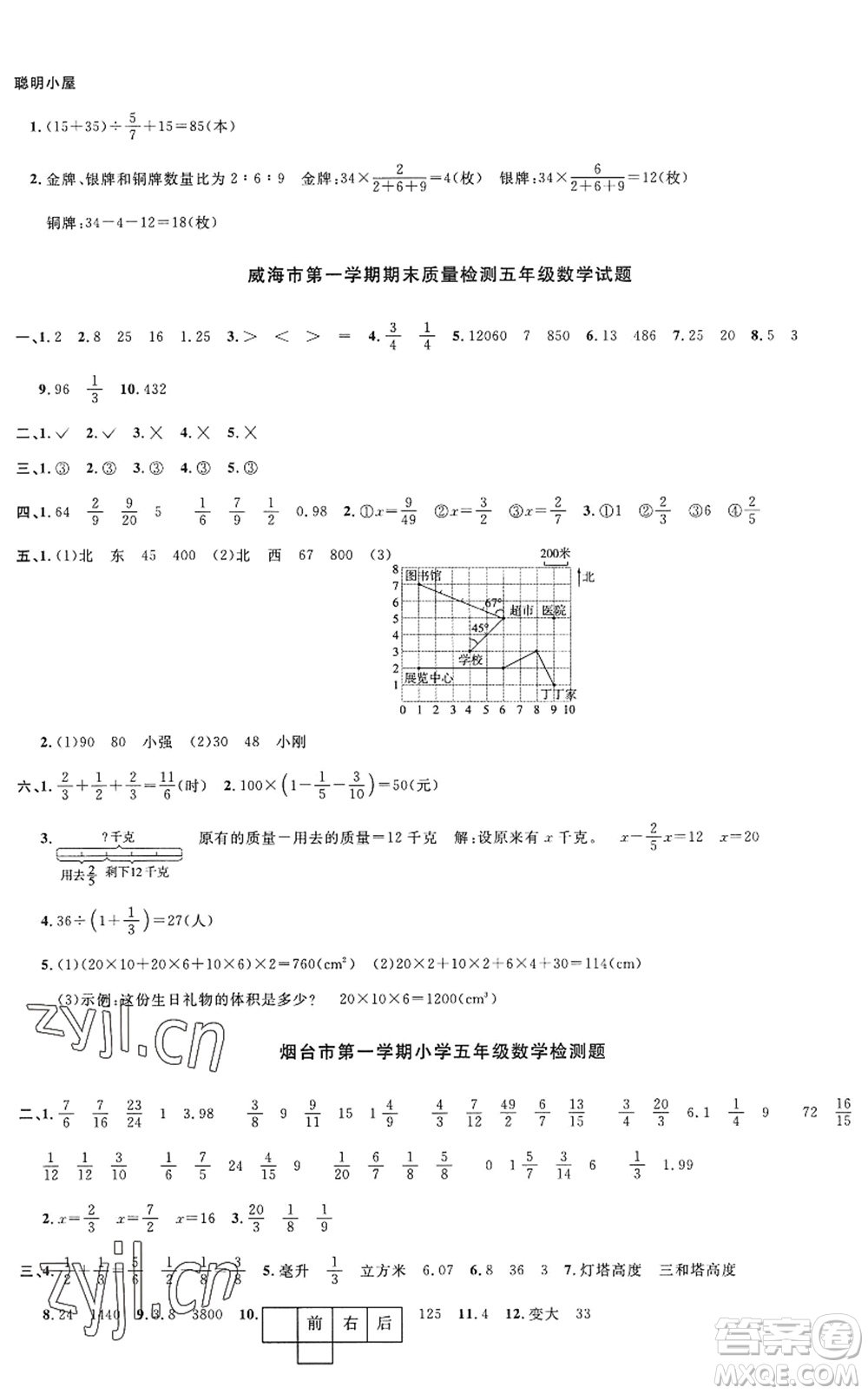 江西教育出版社2022陽(yáng)光同學(xué)課時(shí)優(yōu)化作業(yè)五年級(jí)數(shù)學(xué)上冊(cè)QD青島版五四專用答案