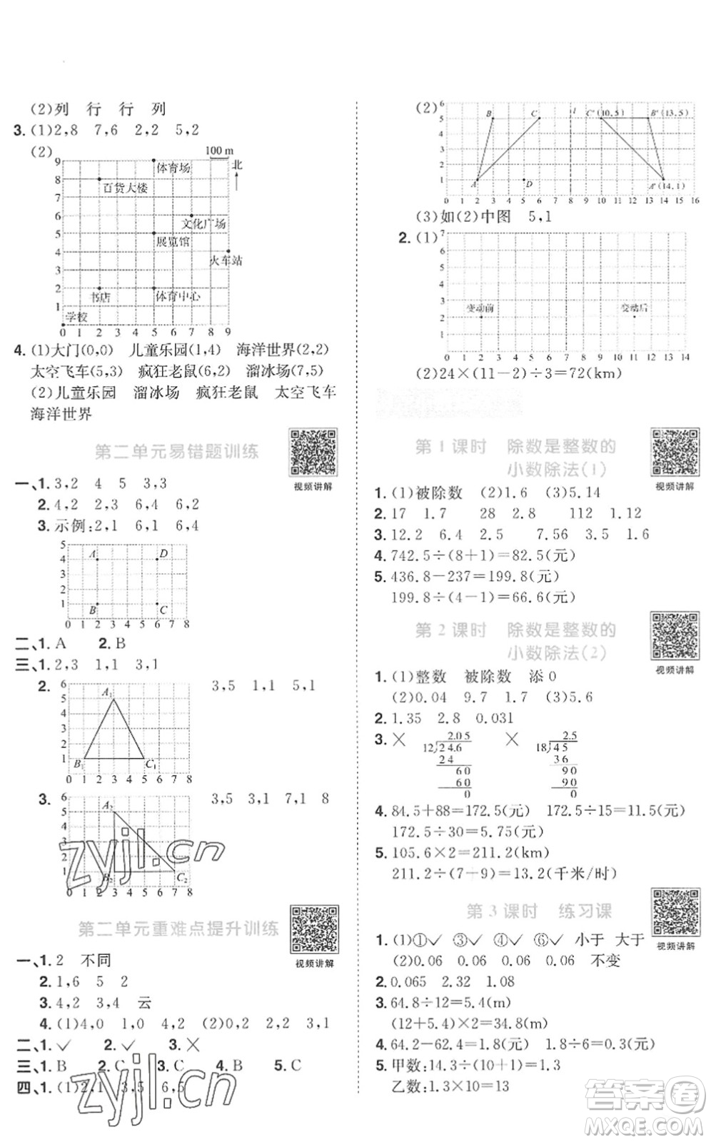 江西教育出版社2022陽光同學(xué)課時(shí)優(yōu)化作業(yè)五年級數(shù)學(xué)上冊RJ人教版菏澤專版答案