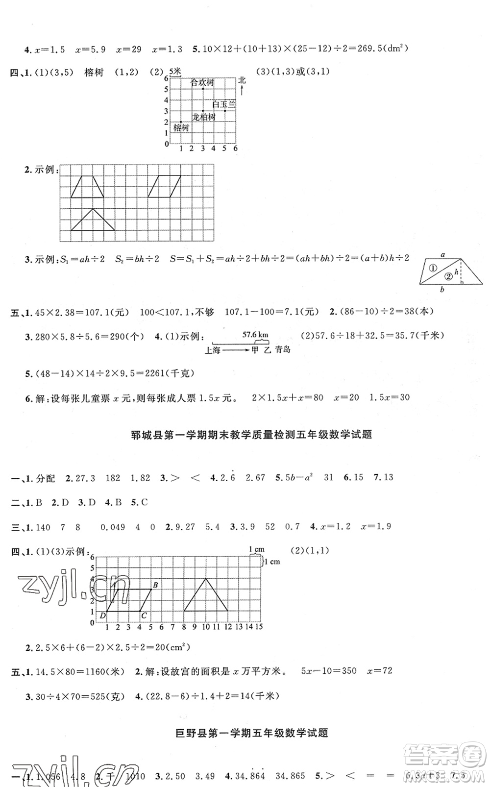 江西教育出版社2022陽光同學(xué)課時(shí)優(yōu)化作業(yè)五年級數(shù)學(xué)上冊RJ人教版菏澤專版答案