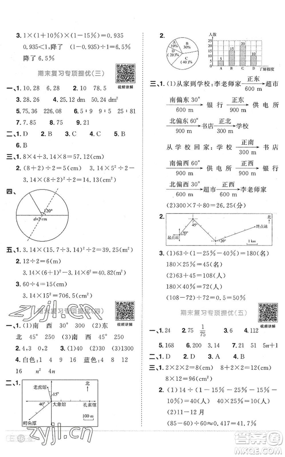 江西教育出版社2022陽光同學(xué)課時優(yōu)化作業(yè)六年級數(shù)學(xué)上冊RJ人教版菏澤專版答案