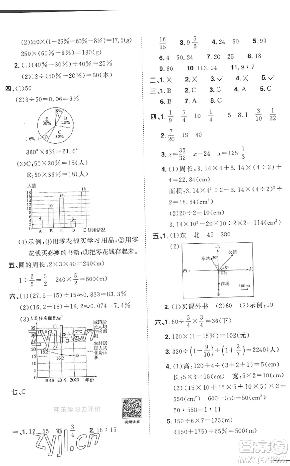 江西教育出版社2022陽光同學(xué)課時優(yōu)化作業(yè)六年級數(shù)學(xué)上冊RJ人教版菏澤專版答案