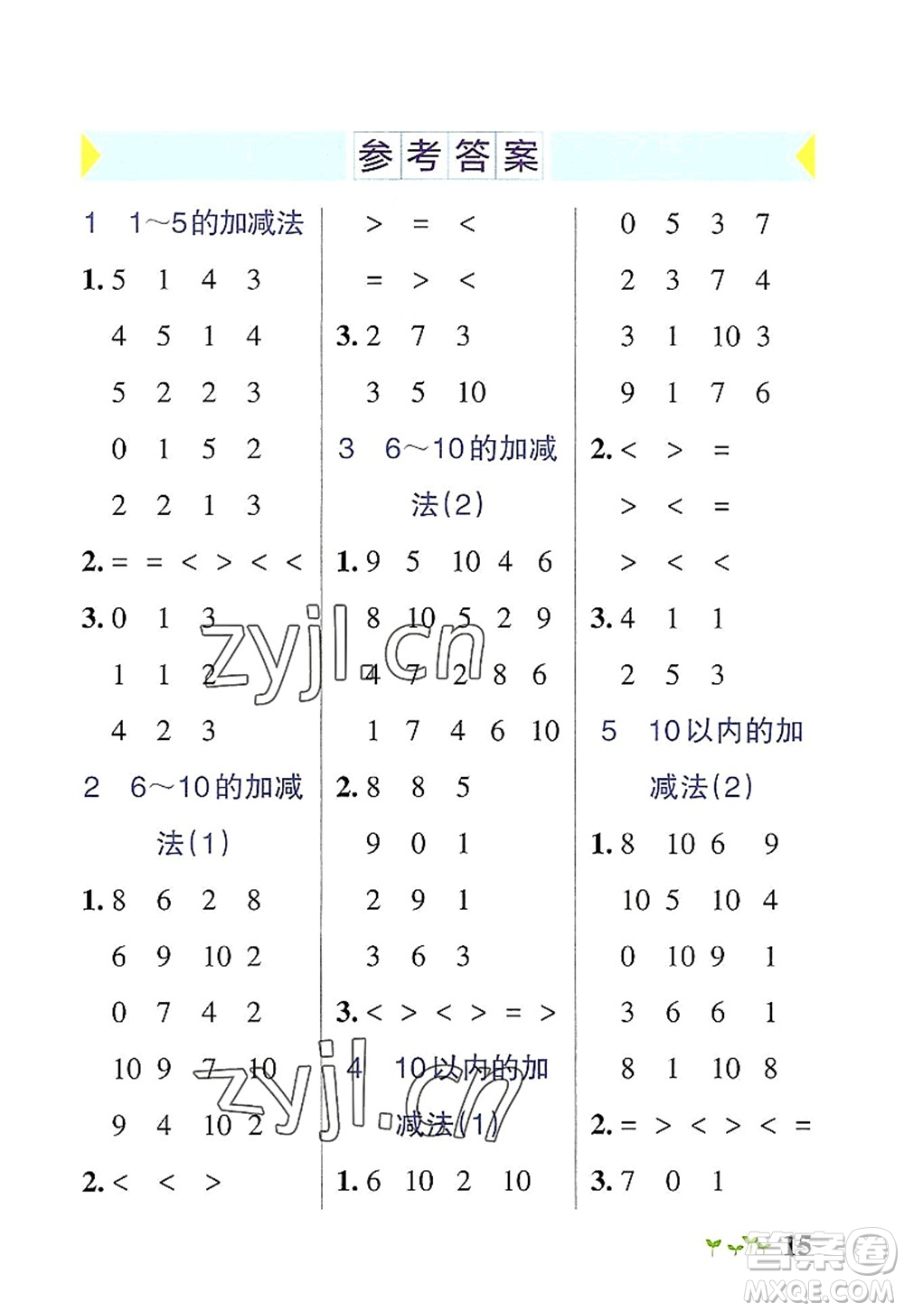 陜西師范大學出版總社2022PASS小學學霸作業(yè)本一年級數(shù)學上冊RJ人教版廣東專版答案